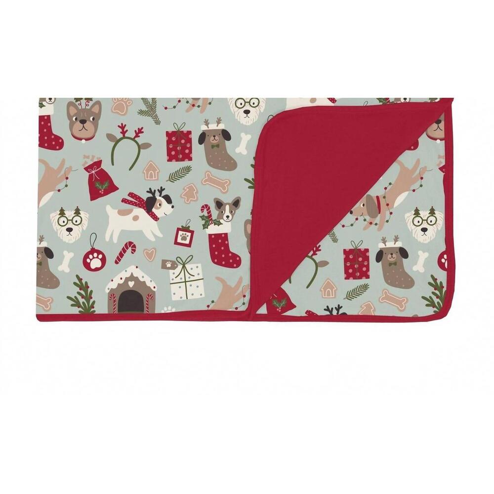 NEW KICKEE toddler's viscose blend blanket in aloe christmas dogs